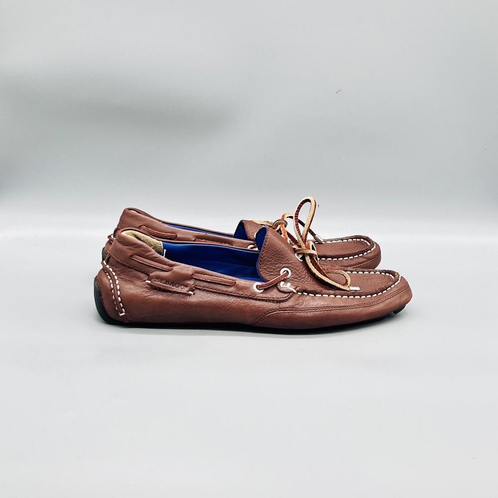 Sebago Shoes Mens 8.5 Brown Leather Kedge Tie Boat Driving Loafers Comfort